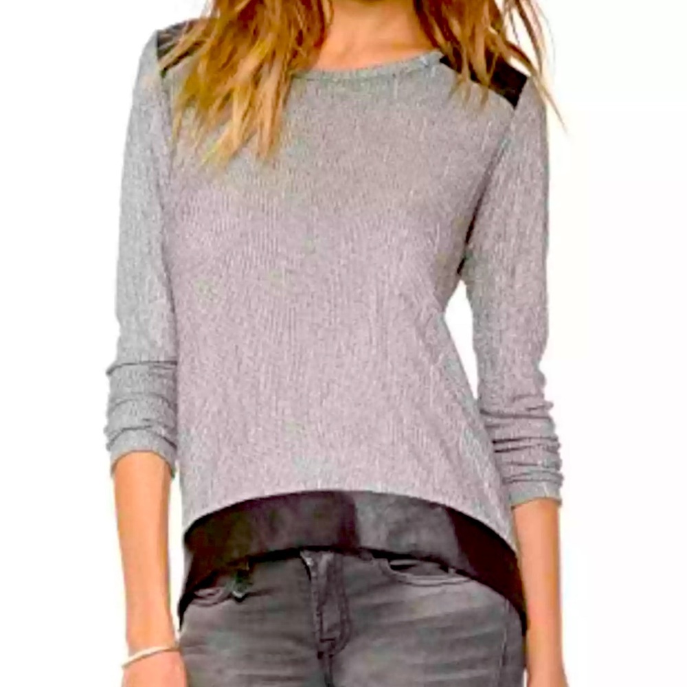 Generation Love silver metallic top with quilted faux leather details. Like new.
